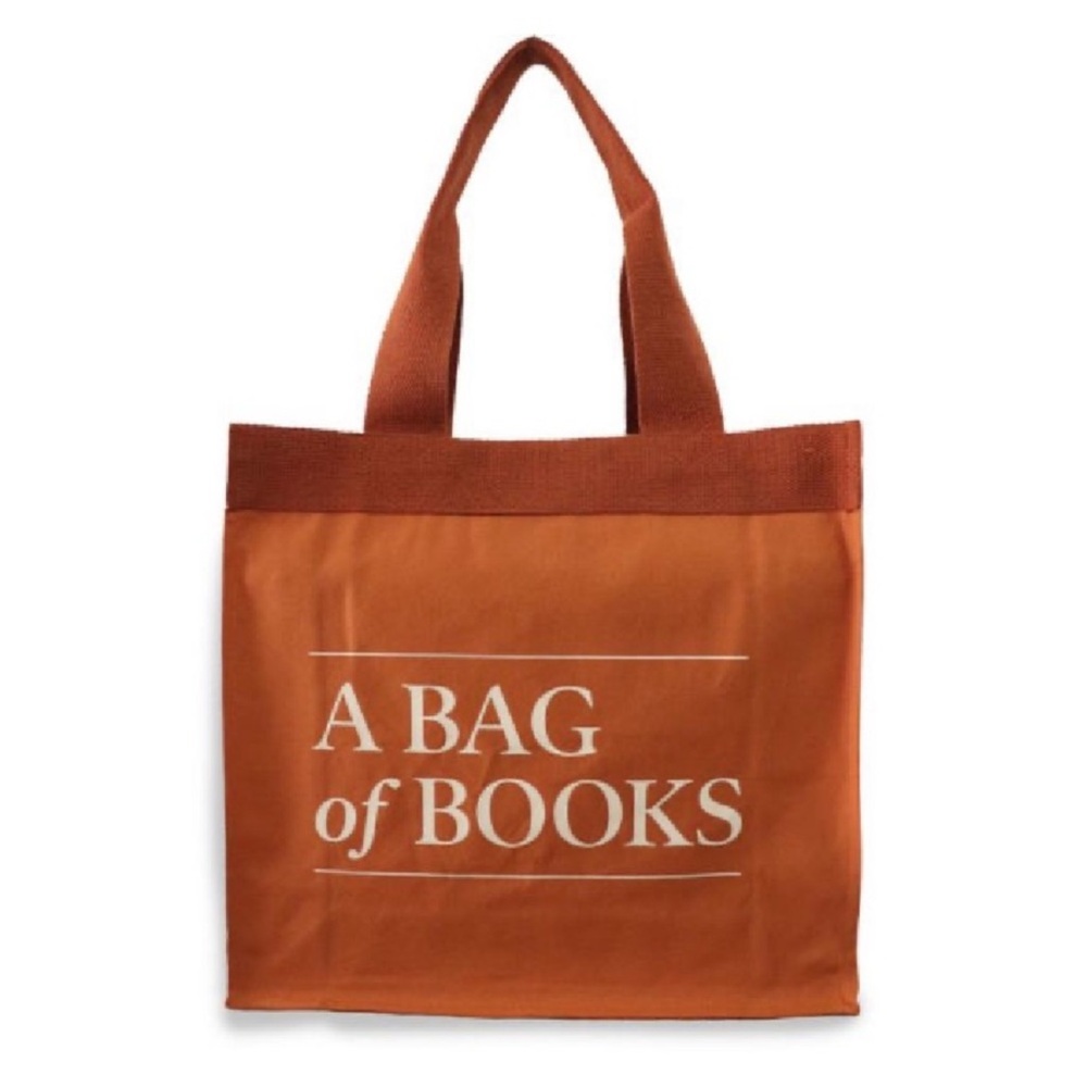 Barnes & Noble A Bag of Books Tote, 100% Cotton Orange Rust Canvas Tote